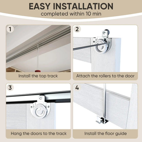 Step-by-step guide for installing Heavy Duty 60 By 80 Inch White Preassembled Mirror Closet Door with hardware.