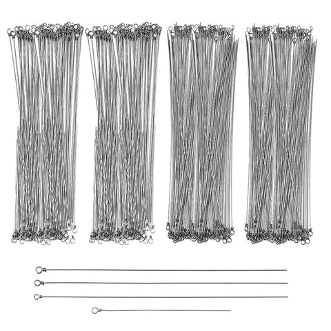 120 Stainless Steel Wire Spinner Shafts For Fishing Lures, 4 Styles, 8.7 To 16 Cm, shown in grouped stacks and individual view