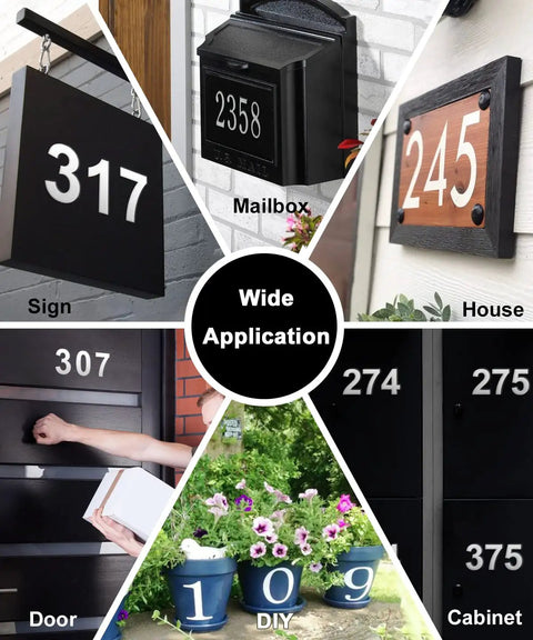 Reflective Outdoor Mailbox Numbers Set 0-9 Waterproof White Self-Adhesive Addresses For Mailbox Door Wall Signage 6 Sets with wide application