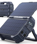 1600W Portable Power Station With 1024Wh LiFePO4 Battery And Built In Solar Panel in dark blue, angled view