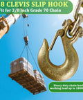 Beefed Up Heavy Duty Slip Hook 4 Pack Grade 70 Forged Steel Clevis Chain Hook With Safety Latch, crane and pallet