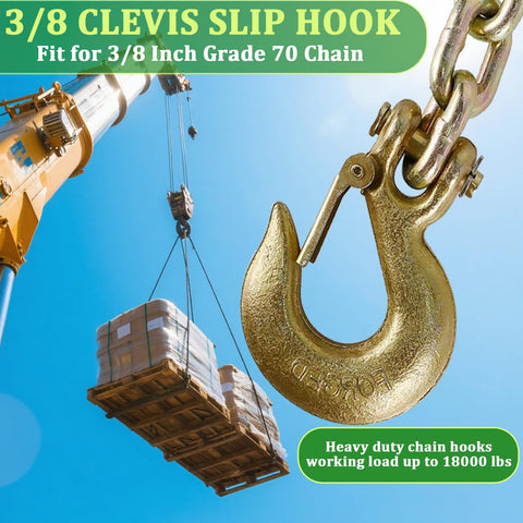 Beefed Up Heavy Duty Slip Hook 4 Pack Grade 70 Forged Steel Clevis Chain Hook With Safety Latch, crane and pallet