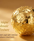 18K Gold Plated Hammered Dome Earrings For Women, Lightweight Hollow Half Ball Studs, Hypoallergenic And Anti Tarnish Texture Jewelry, Everyday Glam And Comfortable Wear, mosaic texture close-up