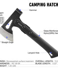 Camping Hatchet For Real Wood Chopping And Outdoor Survival With 10 Point Five Inch Stainless Steel Blade and Nylon Handle