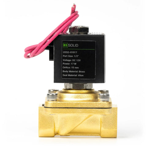 Half Inch Brass Solenoid Valve 12V DC Normally Closed Electric Valve With Viton Seal And Lead Wire Heavy Duty Brass Body
