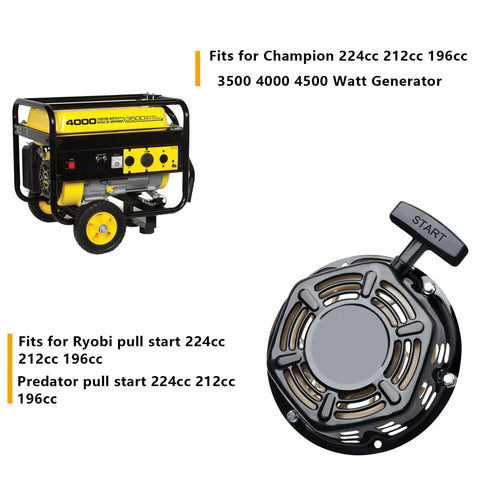 Recoil Starter Assembly For Generators With 196cc To 224cc Engines, Fits Champion 3500 4000 4500 Watt Gens, Ryobi And Predator Models.