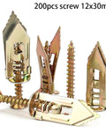 Self-Drilling Drywall Anchors With Expansion Screws Kit, Heavy Duty Metal Wall Anchors, Rust-Resistant Yellow Zinc Plated Carbon Steel, No-Prep Install, Quick And Rock-Solid Mounts For Shelves, Mirrors, Pictures, And TV Brackets, 12x30mm
