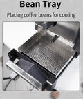 Bean tray for cooling coffee beans in an Electric Coffee Bean Roaster Makes Mastering Fresh Beans A Breeze With Simple Dual Controls.