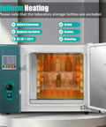 Top Tier Horizontal Electric Blast Drying Oven 45 Liter Capacity Includes Built Legit Uniform Heating Circuit And Hella Fast Digital Temperature Adjustment For Lab Work with digital display and internal heating elements.