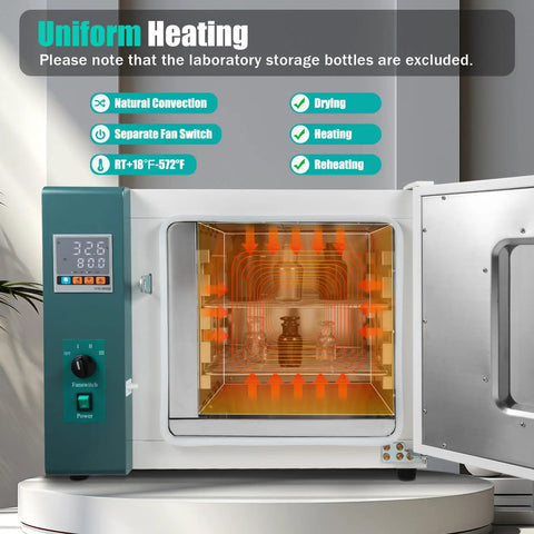 Heavy Duty Horizontal Electric Blast Drying Oven With Smart Digital Controller, 1000W Forced Air Convection Lab Dryer with visible interior.