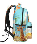 Side view of Cool Giraffe Desert Sunglasses Double Shoulder Backpacks Ideal For Work Hiking Travel And School, canvas daypack.