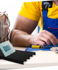 Anti Static Circuit Board Holder And PCB Storage Rack For Secure Electronic Projects With No Fuss Easy Installation Lightweight Design Soldering Tray Organizer Anti Static Shelf For Safe Component Handling with person soldering