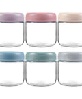Six Pack 10oz Glass Jars With Airtight Lids For Overnight Oats, Yogurt, Snacks, Spices And Sugar, Wide Mouth Mason Style