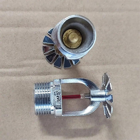 Quick Response Pendent Fire Sprinkler Head 155F Chrome Brass Half Inch Red Glass Bulb Parabolic Downward Spray Pattern