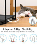 Cat 6a Ethernet Cable 50 Ft With 1.5 Ft Patch Cord Slim High Speed 10 Gigabit RJ45 Network Wire White shown with cat near router