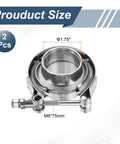 Built To Last V Band Clamp With Flange 1.5 Inch 304 Stainless Steel Exhaust Clamp Kit showing 1.75 inch diameter and M6x75mm bolt
