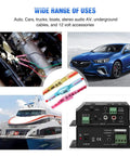 Rock Solid 135 Piece Heat Shrink Wire Connector Kit Featuring Waterproof Ring Fork Hook Spade Butt Terminals For Tough Automotive Electrical Wiring Jobs That Install No Sweat At All, shown in use across various vehicles and connections.