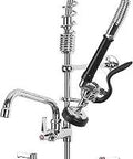 Commercial Kitchen Sink Faucet With Pull Down Sprayer Pre Rinse Lead Free Brass Construction In Polished Chrome 26 Inch Tall