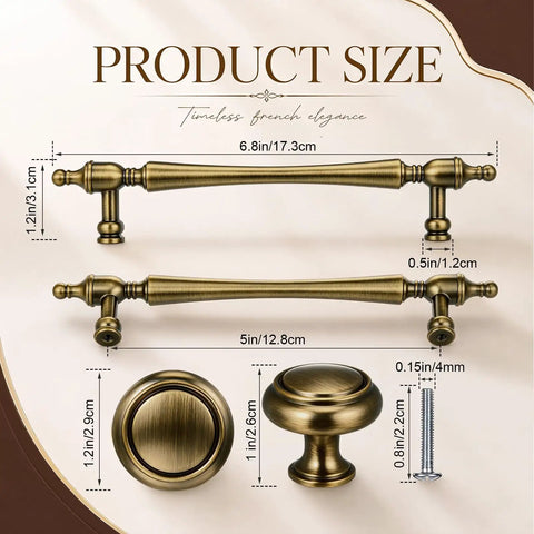 Product dimensions of Heavy Duty Antique Brass Cabinet Hardware 20 Pack Sweet Vintage Looks Tough As Nails Brushed Drawer Pulls And Knobs