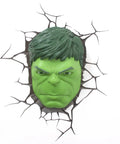 Hulk Face 3D Deco Light For Marvel Avengers Fans, Dope Wall Lamp With 2 In 1 Design, Hulk face on a cracked wall decal