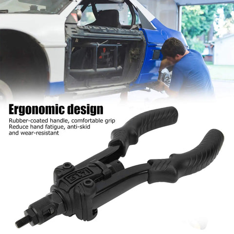 Heavy Duty Dual Handle Rivet Gun Kit With Comfort Grip Handles For M3 To M10 Thread Sizes And Easy Installation Tool Set For Pros And DIYers on car panel