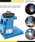 Rotary Welding Positioner With 180 Millimeter Turntable And 0 To 90 Degree Tilting Platform featuring a 10kg capacity and secure chuck for welding.
