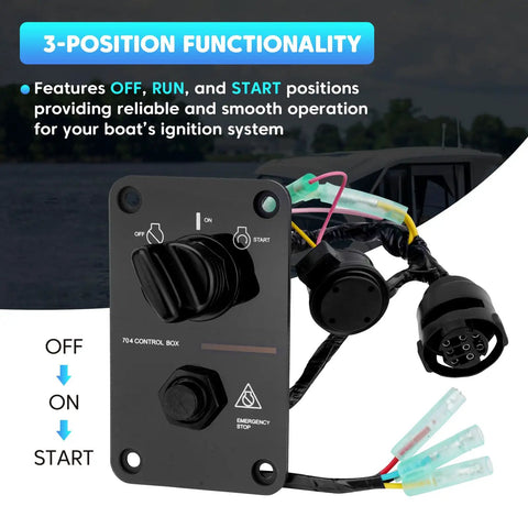 Main Switch Panel For Marine Outboard 12V Single Engine Key Assembly Control Box On Off Switch Replacement 704-82570-12-00