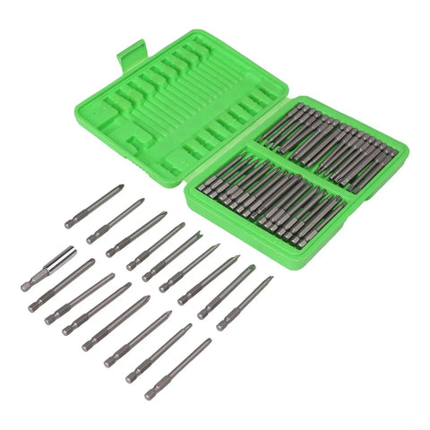 Check Out This Epic 50 Piece Extra Long Reach Screwdriver Bit Set That Nails Deep Recess Jobs In HVAC Auto And Electrical Repair While Handling High Torque Without Bending For Serious Impact Driver Pros, open case