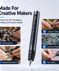 Cordless Ultrasonic Cutter Knife With LED Light used for model making, woodworking, jewelry crafting, and electronic repair.