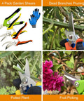 All In One Pruning Shears Kit 4 Pack Garden Clippers With Stainless Steel Blades And Gloves showing usage examples