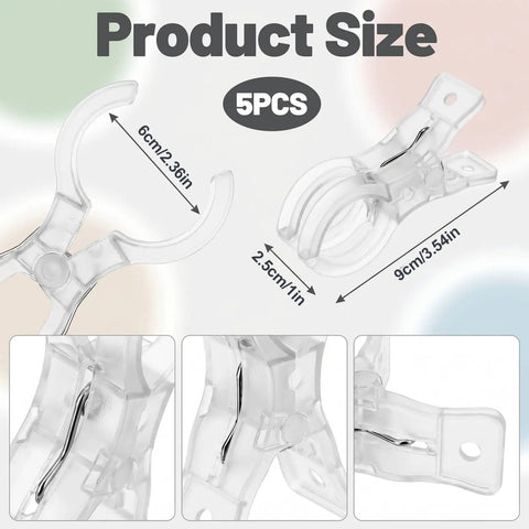 Grab These Heavy Duty 3.5 Inch Clear Balloon Arch Clips And Make Your Next Party Or Wedding Look Totally Awesome With Secure Spring Clamps That Grip Tight And Keep Balloons Stacking Smooth For Epic Backdrops, clear PET, 5 pcs