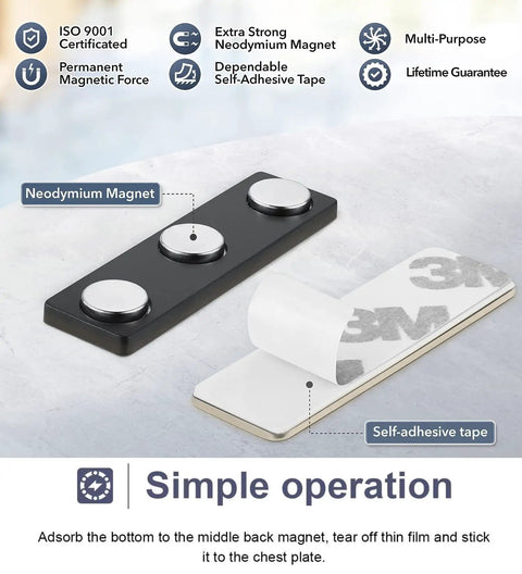 Rock Solid Magnetic Badge Holders Three Pack For Shirts Uniforms And Name Tags Featuring Neodymium Magnets Event Ready Slick Carry Case Easy Peasy Setup No Drama