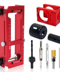 Heavy Duty Aluminum Door Hinge Jig And Game Changing Lock Installation Kit With Dead On Precision Router Template for precise drilling.
