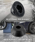 Universal Wheel Balancer Taper Cone Set Four Piece Kit Made From Heavy Duty Carbon Steel Designed To Last, shown in a wet environment.