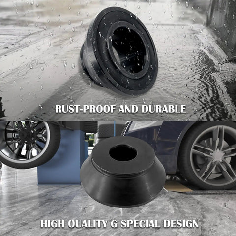Universal Wheel Balancer Taper Cone Set Four Piece Kit Made From Heavy Duty Carbon Steel Designed To Last, shown in a wet environment.