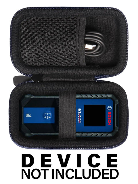 Rugged Protective Case For Bosch GLM100-23 100ft Laser Measure With Backlit Display, Lightweight Yet Tough, Semi Hard Shell Guards Against Drops And Scratches, Keeps Your Laser Measure Safe And Organized On The Job, blue PEVA case with mesh pocket