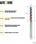 One Eighth Inch Extra Long Carbide Square End Mill For Aluminum Copper Alloy And Plastic, Three Inch Overall Length