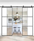 Double Barn Door Set 72 By 96 Inches With 12 Feet Hardware Kit Includes Two 36 By 96 Clear Tempered Glass Panels Aluminum Frame