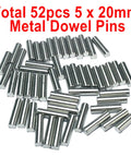 52-Piece 5mm x 20mm Dowel Pins Stainless Steel 304 Shelf Pegs for Wood Furniture and Beds M5 Pins With Tight Tolerances
