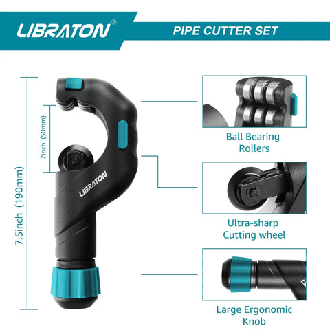 Copper Tubing Cutter For Copper And Thin Stainless Steel Tubes From Three Sixteenths To Two Inches With Deburring Tool SKD Blade That Stays Sharp Smooth Bearing Rollers Rustproof And Easy To Use A Real Workhorse side view