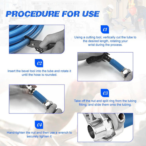 Installation steps for Leakproof Three Quarters Inch One Hundred Foot Pro Grade Air Line Kit With Dual Outlet Piping
