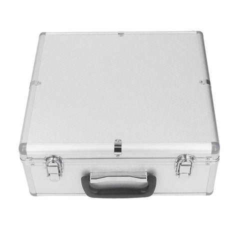 Pro Grade Heavy Duty Pneumatic Riveter Kit With Air Hydraulic Rivet Nut Tool For M3 To M8 Fasteners in silver storage case.