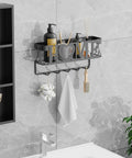 Streamline Your Entryway With This 5 Hook Wall Key Holder And Mesh Mail Basket Organizer In Matte Black Installed with items