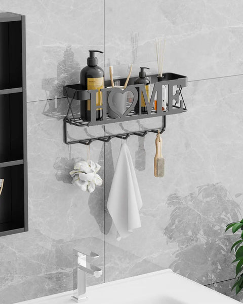 Streamline Your Entryway With This 5 Hook Wall Key Holder And Mesh Mail Basket Organizer In Matte Black Installed with items