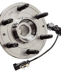 Front view of Front Wheel Bearing Hub Assembly 4WD For 2014-2018 Chevy Silverado 1500, 2015-2020 Suburban Tahoe, GMC Yukon XL, Cadillac Escalade, 2017-2019 XTS, ABS Included, 6-Lug Hub Replacement