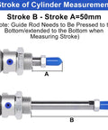 Image showing the stroke measurement of a 16mm Bore Pneumatic Cylinder With 50mm Stroke, Double Acting Single Rod for precise linear motion.