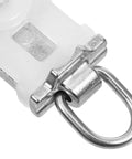 Close-up of a heavy duty double wheel curtain track pulley featuring aluminum alloy and tough plastic for window treatments.