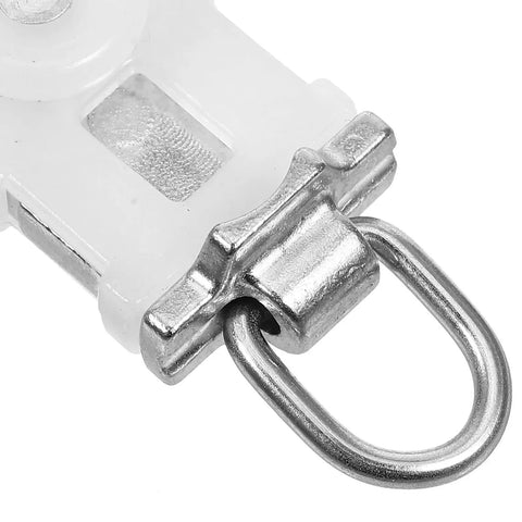 Close-up of Heavy Duty 30 Pack Curtain Track Rollers Dual Wheel Ceiling Pulleys with metal loop detail.