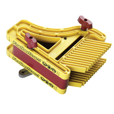 All In One Dual Feather Board For Woodworking On Table Saws Router Tables And Band Saws Fits Five Eighths And Three Quarter Inch Miter Bars One Quarter Inch T Slot Bolts Dual Side To Side Motion Pro Grade Shop Essential Yellow