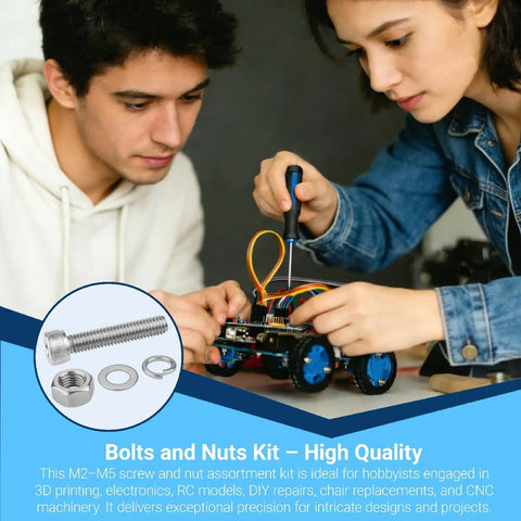 People using All In One Metric Screw Kit With M2 M3 M4 M5 Bolts, Nuts, Lock Washers And Flat Washers, 304 Stainless Steel for DIY robot project